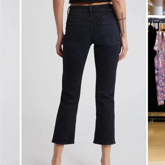 MOTHER The Rider High Waist Ankle Slim Straight Leg Jeans in Night in Paris